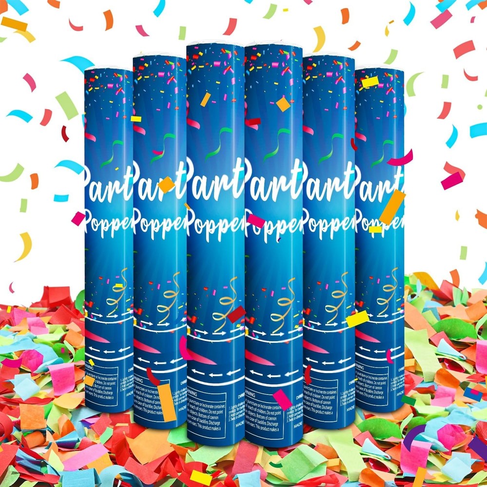 Biodegradable Confetti Cannon 6 Pack Multicolor Confetti Poppers 12 Inch Part...