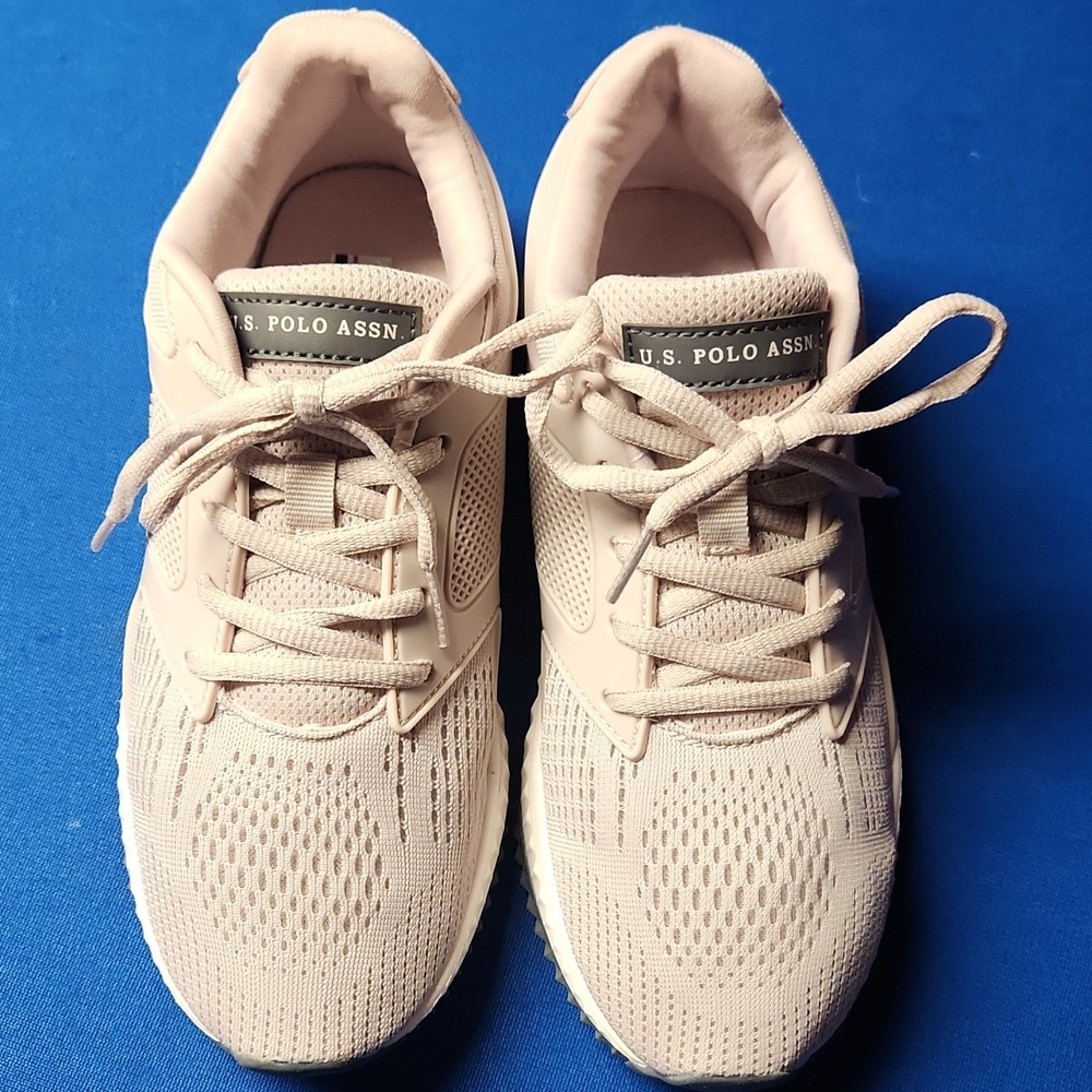 U.S. Polo Assn. Women's Beige Mesh Sneakers Lightweight Athletic Shoes