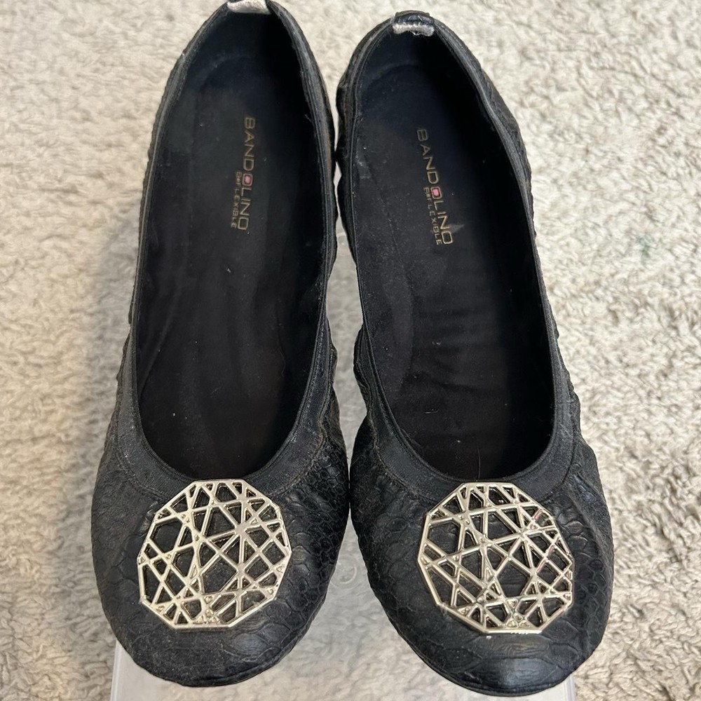 Bandolino Black Ballet Shoes with Gold Details