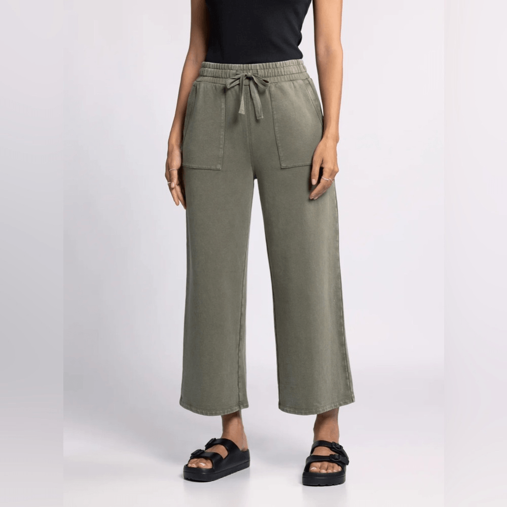 Thread & Supply Green High Rise Tie Wide Leg Linen Pants Women's Size L