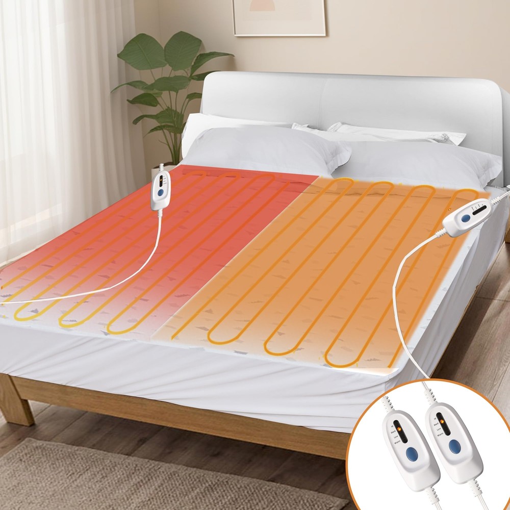 Electric Heated Mattress Pad 60x80 For Queen Size Bed Dual Control Clearance New