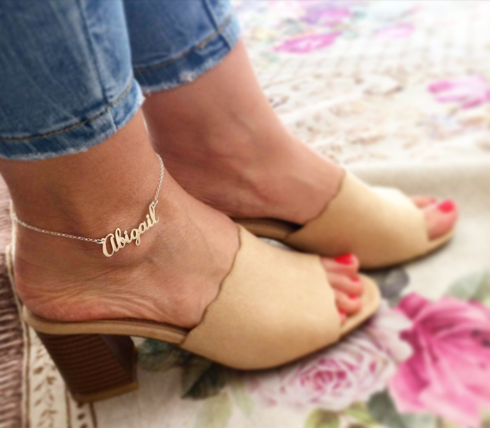 Personalized Name Ankle Bracelet Custom Bar Anklet Bracelet with Any Names Gift
