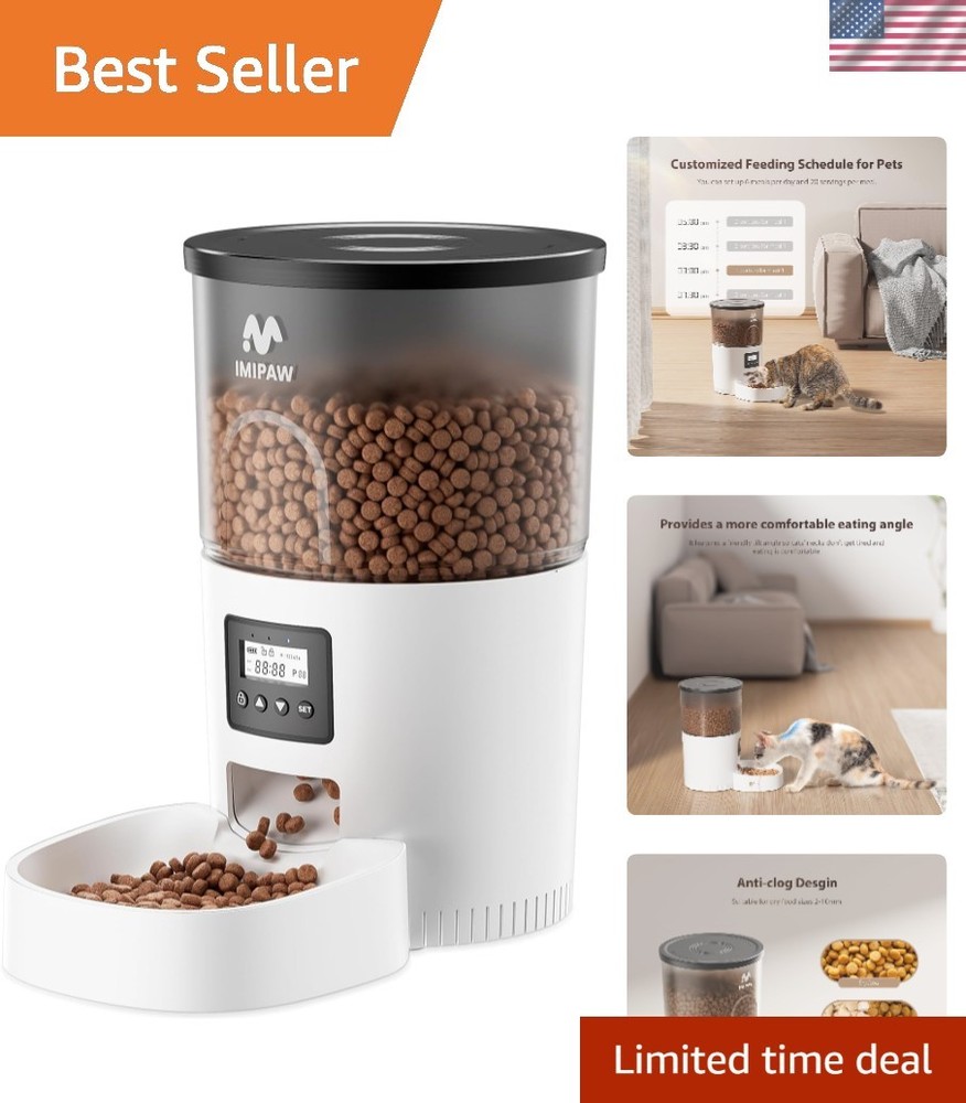 Elegant 3L Timed Cat Food Dispenser: Automatic Feeding for Cats & Small Dogs