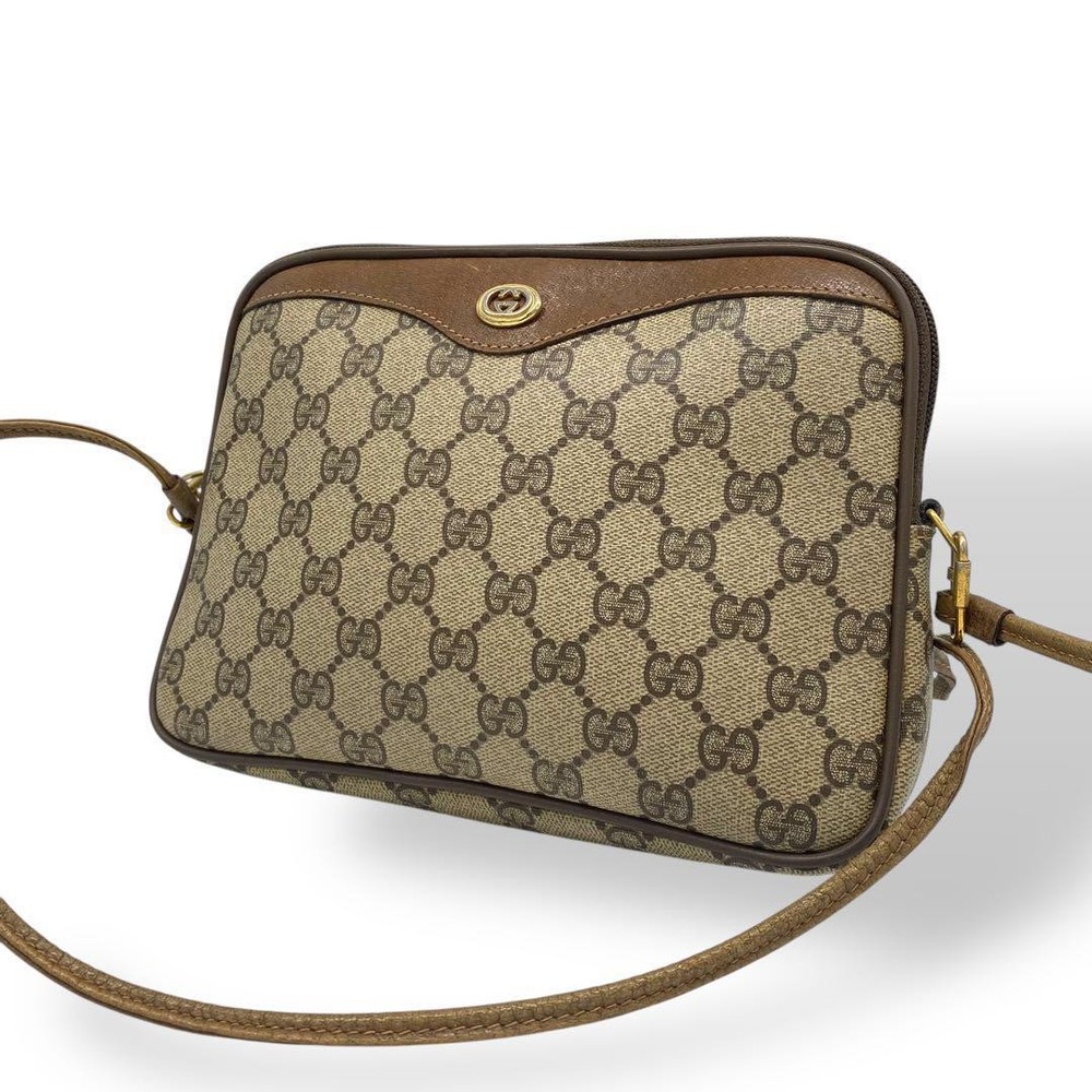 Vintage Gucci GG Supreme Leather Pochette Crossbody Shoulder Bag