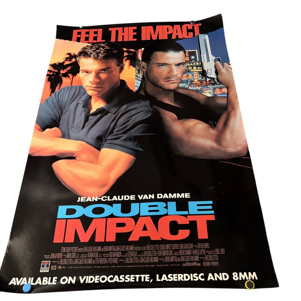 Double Impact 1991 Video Store Movie Poster Jean-Claude Van Damme Action 27