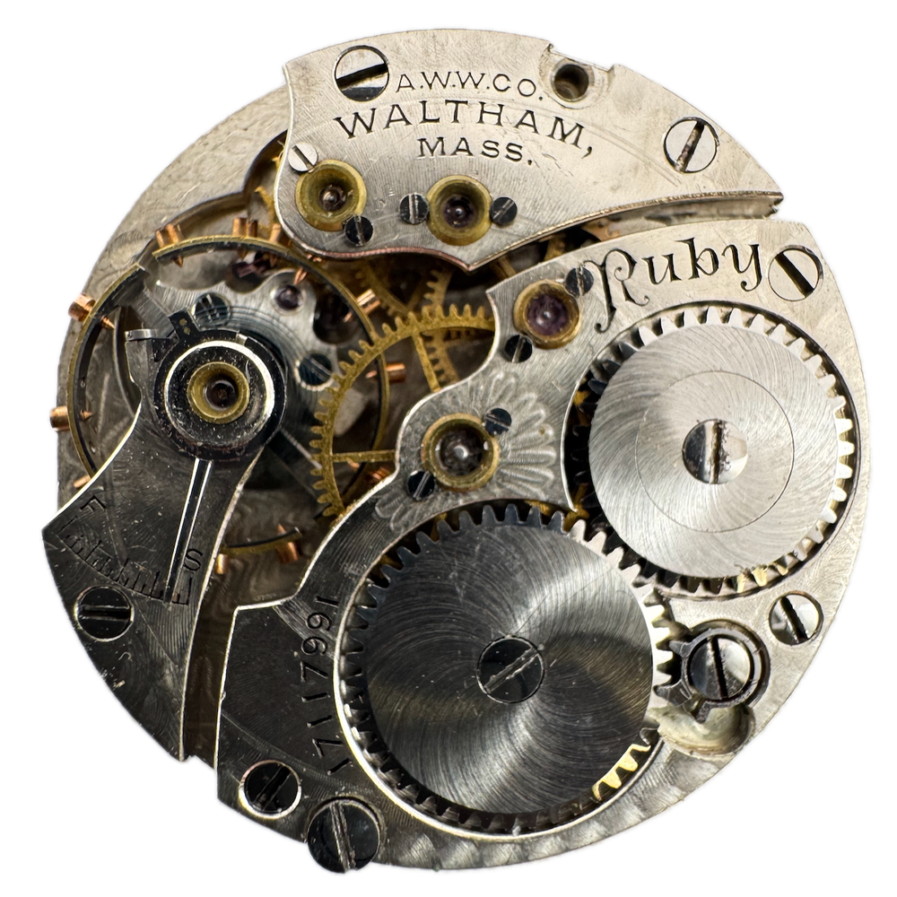 Antique 1908 Waltham 17 Jewel Ruby Hunter Pocket Watch Movement 6/0s USA