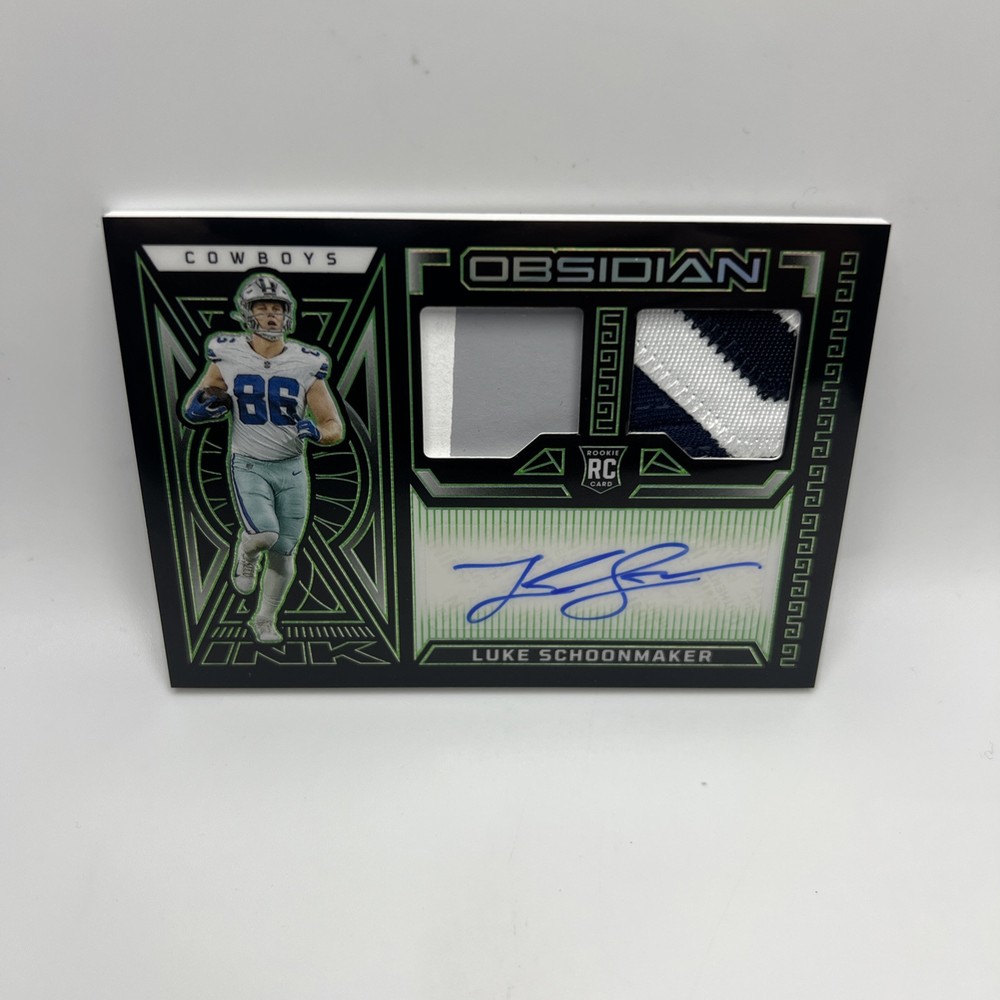 LUKE SCHOONMAKER 2023 Panini Obsidian Green Electric Etch /25 RPA 4 Color Patch