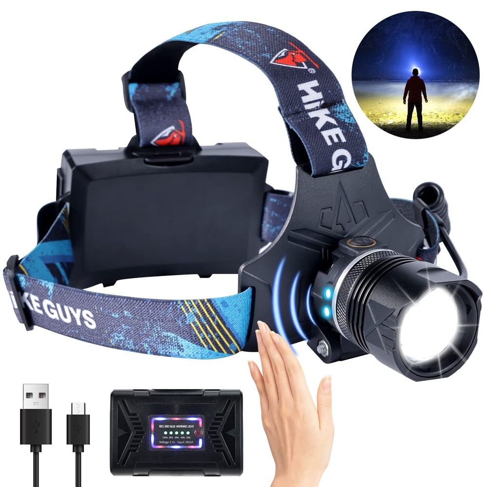 LED Rechargeable Headlamp, Headlight 90000 Lumens Super Bright with 6 Modes &...