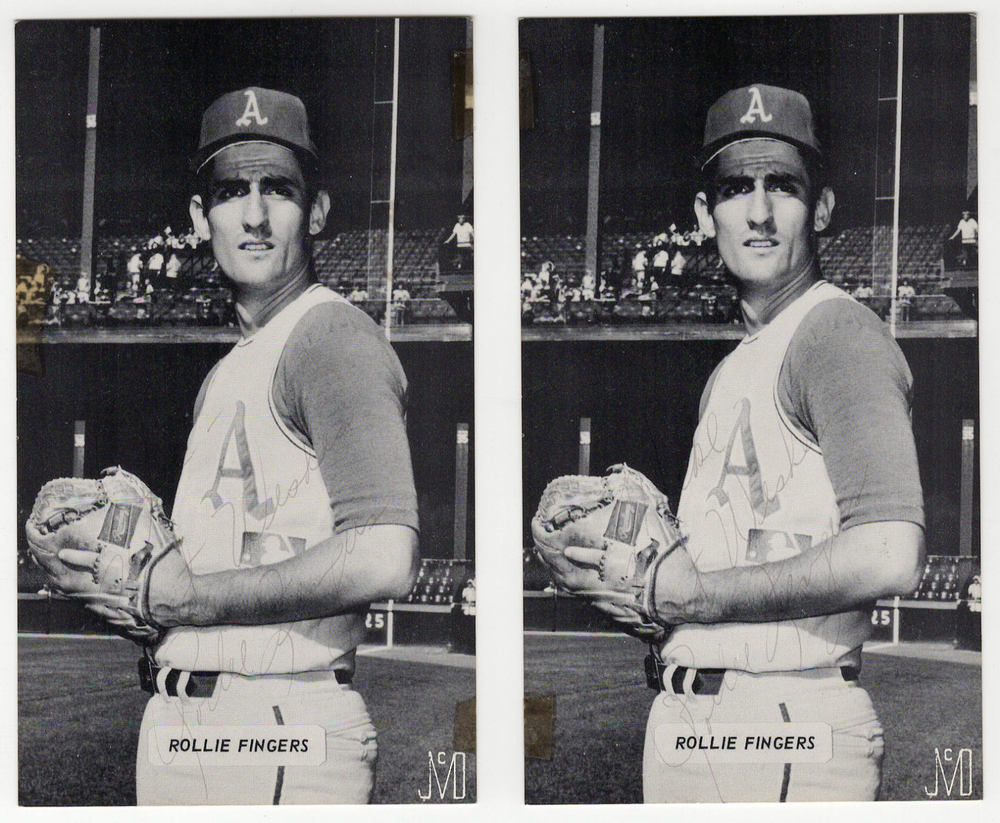 Rollie Fingers signed autographed vintage photo lot of 2! Authentic! 1268