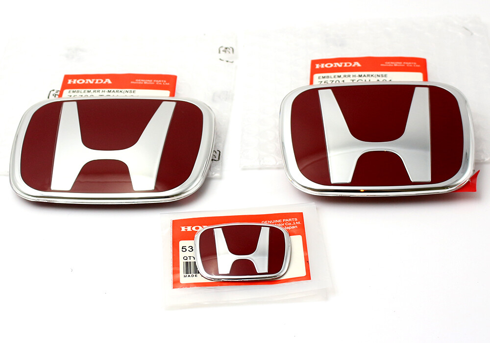 3PCS Genuine Front Rear Steer-Wheel Emblem For 2016-21 CIVIC Sedan Coupe 4Dr JDM