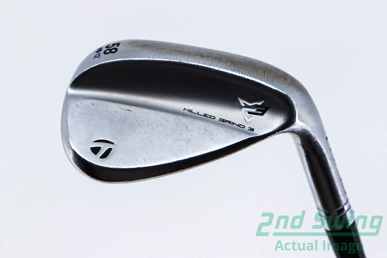 TaylorMade Milled Grind 3 Raw Chrome 58° Lob Wedge Steel Stiff Right 34.25in