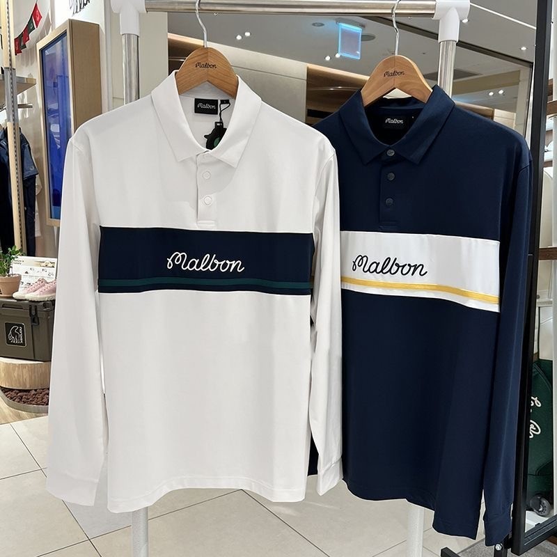 Malbon fall new men’s golf long-sleeve T-shirt, athletic quick-dry, polo top