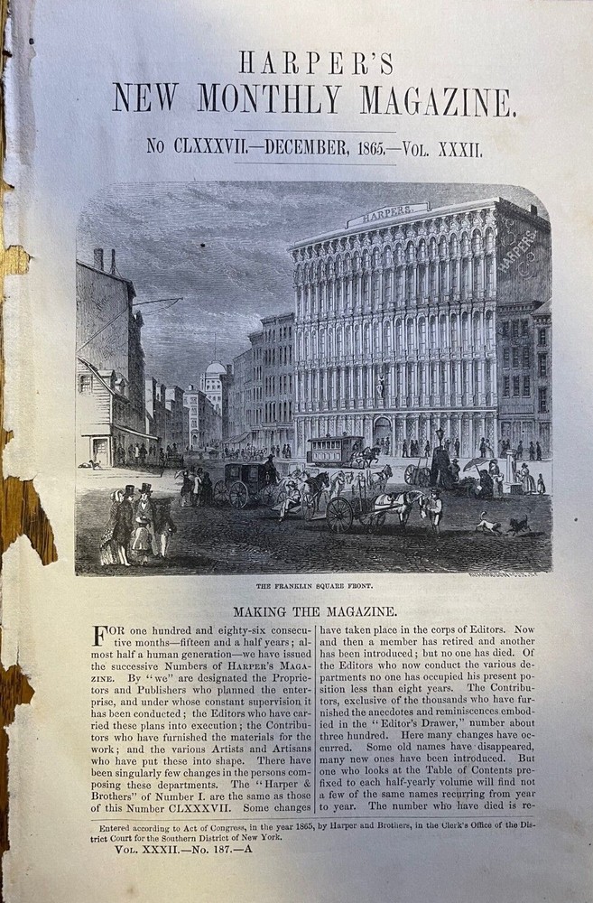 1865 Making Harper's Magazine illustrated