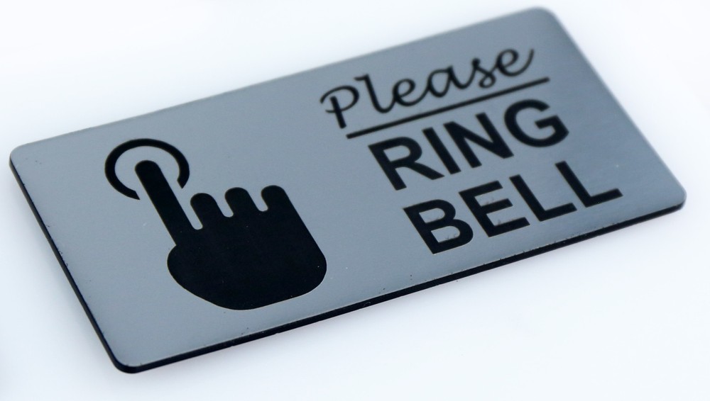 FLASH SALE PLEASE RING BELL SIGN DOOR LASER ENGRAVED SIGN 95MM X 45MM-image