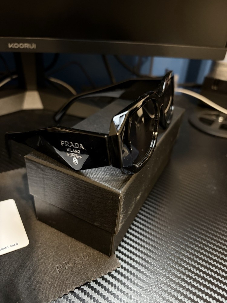 PRADA Men's Square Sunglasses Black Plastic Frame Black Lens S868S