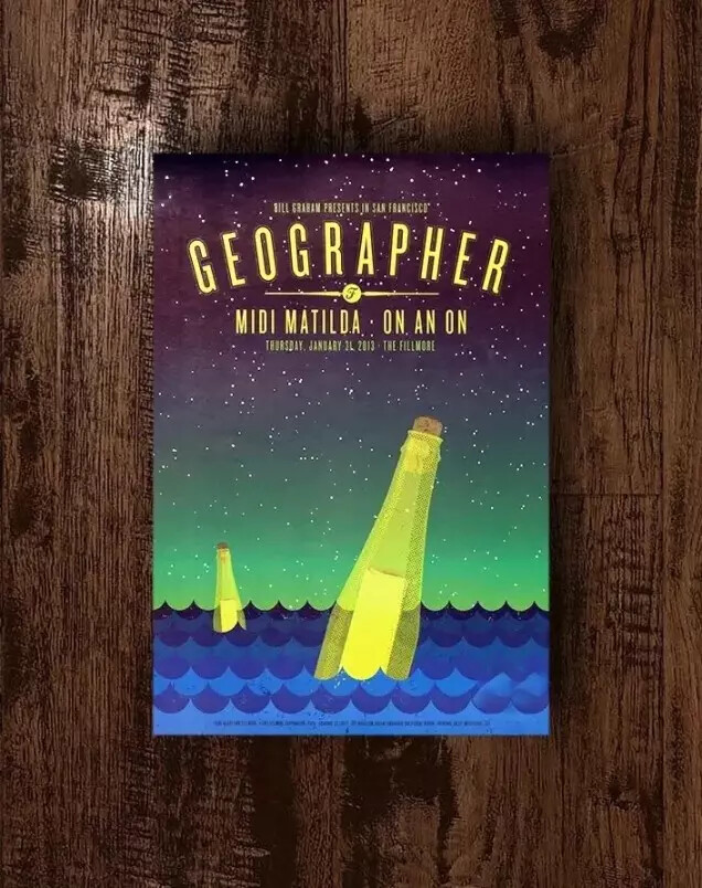 Geographer Original San Francisco 2013 1/13 Fillmore Tour Ltd Concert Poster