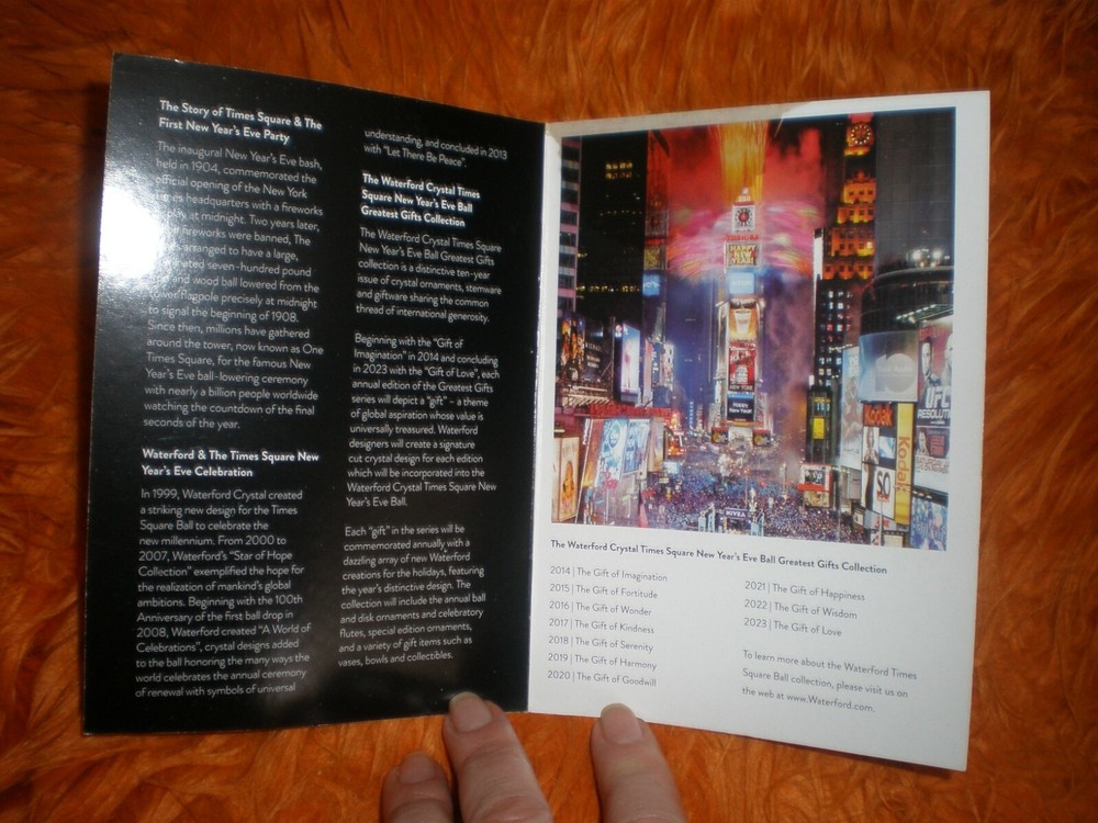 Waterford Crystal  Times Square New Years Eve Ball Gift of Goodwill BOOKLET ONLY-image