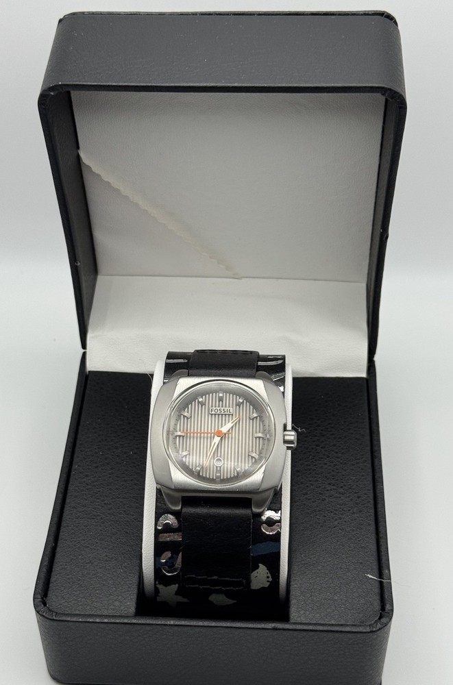 Fossil WB-1024 BAW Rare Wide Strap Crystal Mens Watch