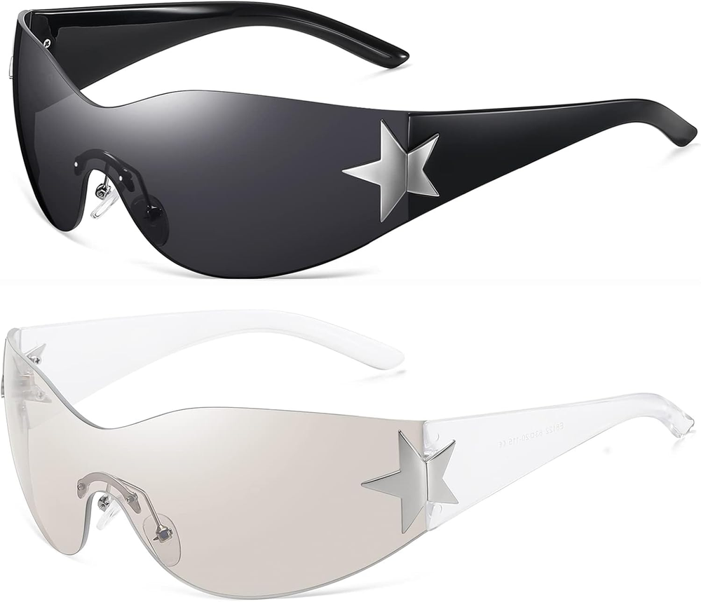 Y2K Sunglasses for Women Men Shield Wrap around Fashion Sunglasses Trendy Oversi