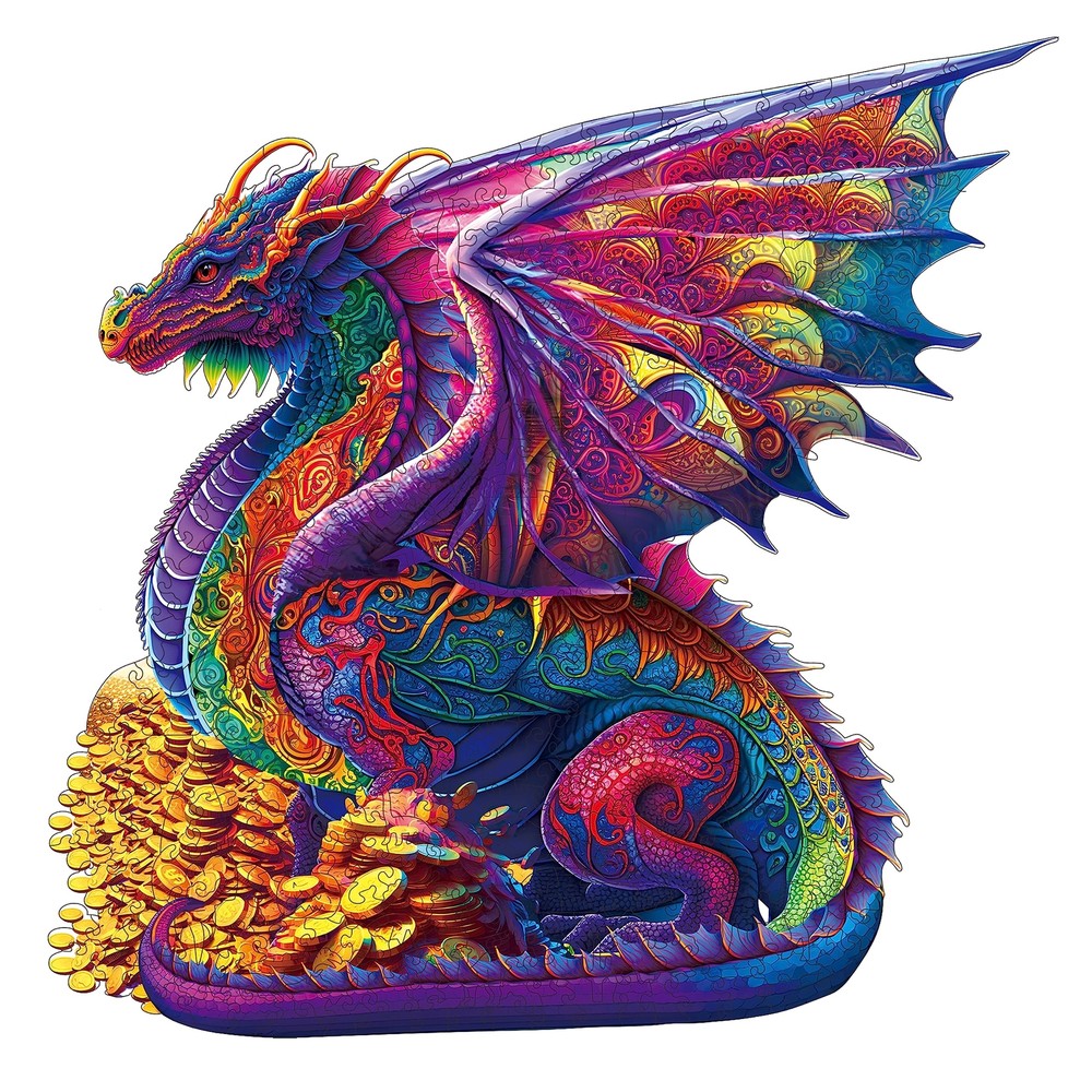 Mys Aurora Unique Wooden Jigsaw Puzzles - Gold Dragon 500 Pcs King Size 17.3'...