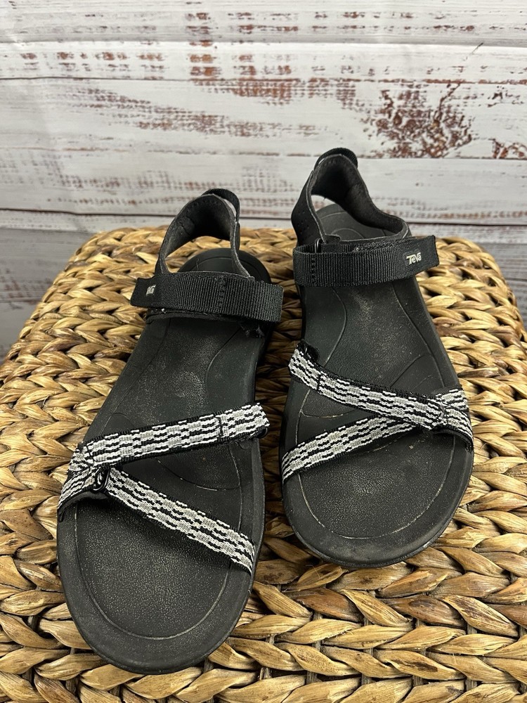 Teva Sandals Womens 8 Verra Strappy Taupe Hook & Loop Comfort Open Toe 1006263