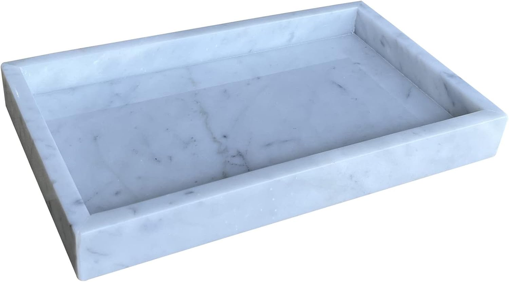 Elegant Natural Marble Jewelry Tray Organizer for Dresser or Bathroom