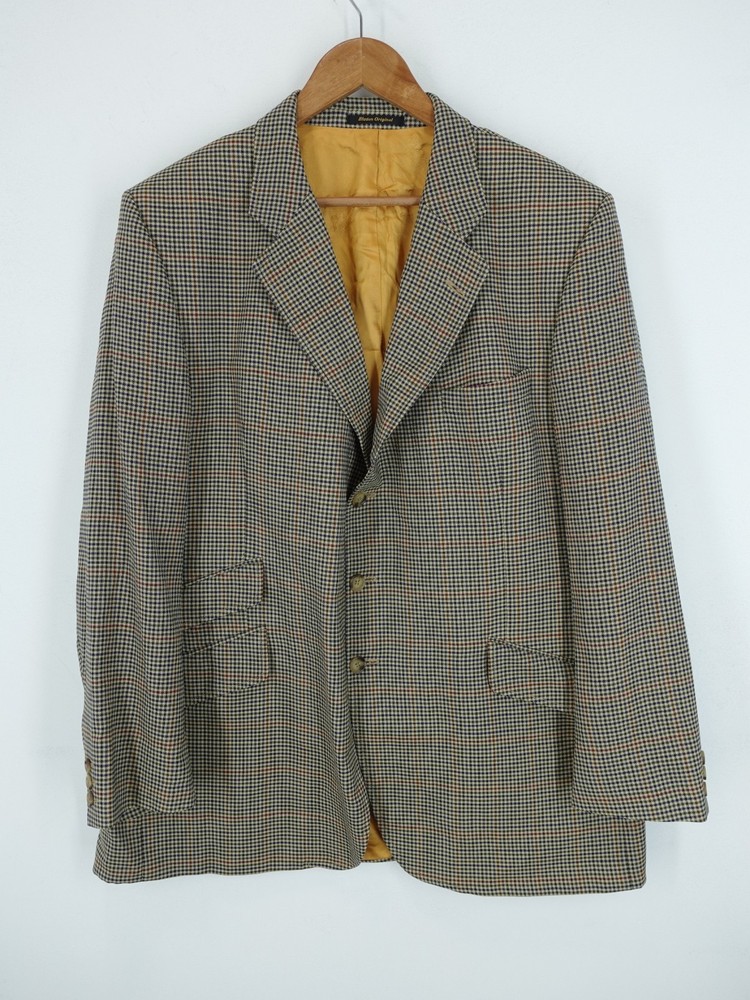Vintage Bladen Jacket Men 46R Green Tweed Houndstooth Windowpane Hacking Country