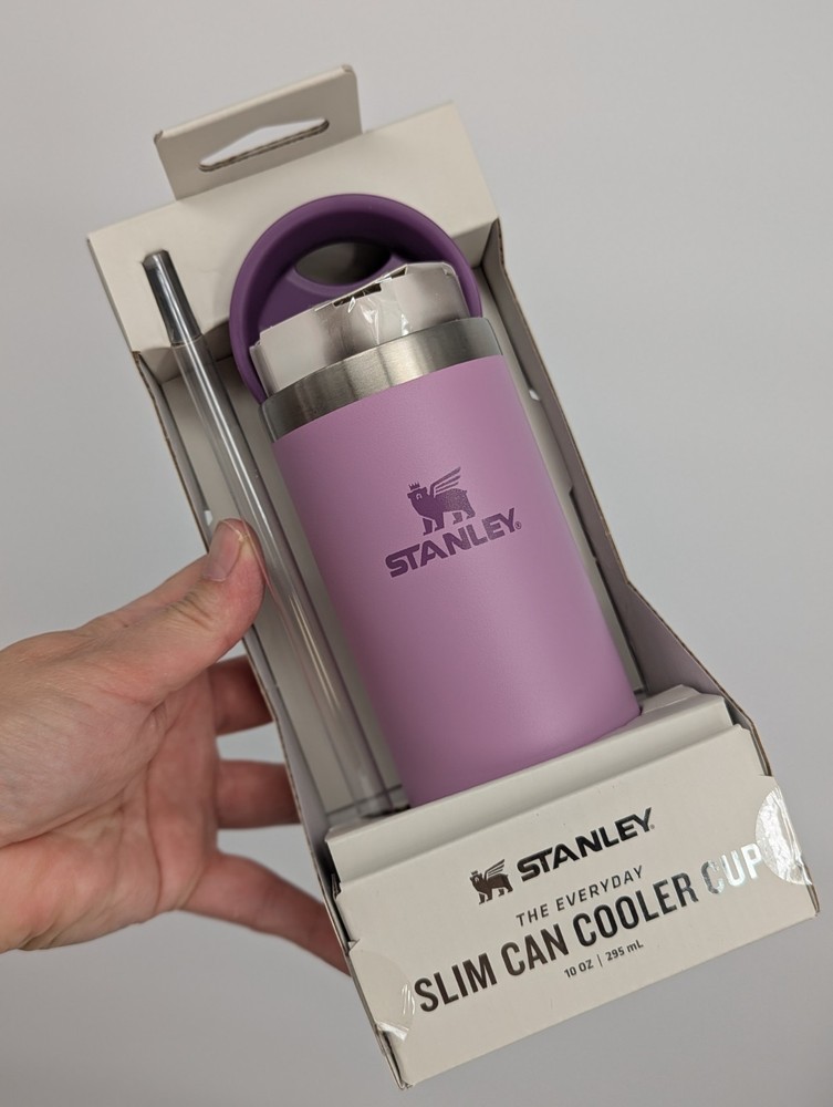 New Stanley The Everyday Slim Can Cooler Cup  With Lid 10 OZ - Lilac 🐰 🐣 🪻