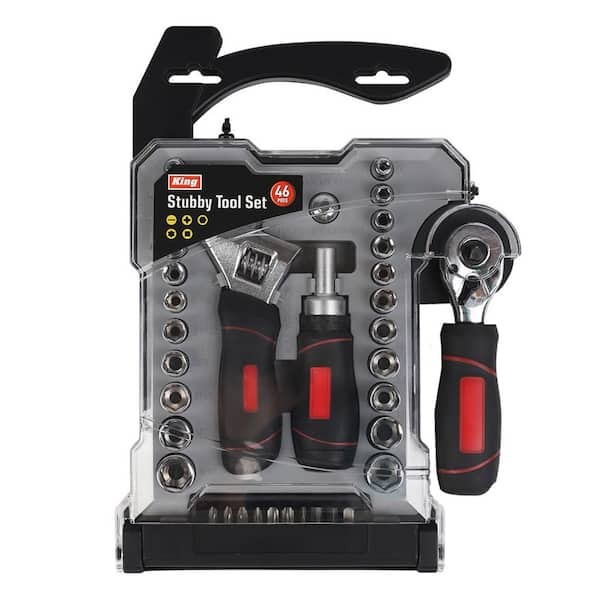 46-Piece Stubby Wrench and Socket Combo Set for Tight Spaces