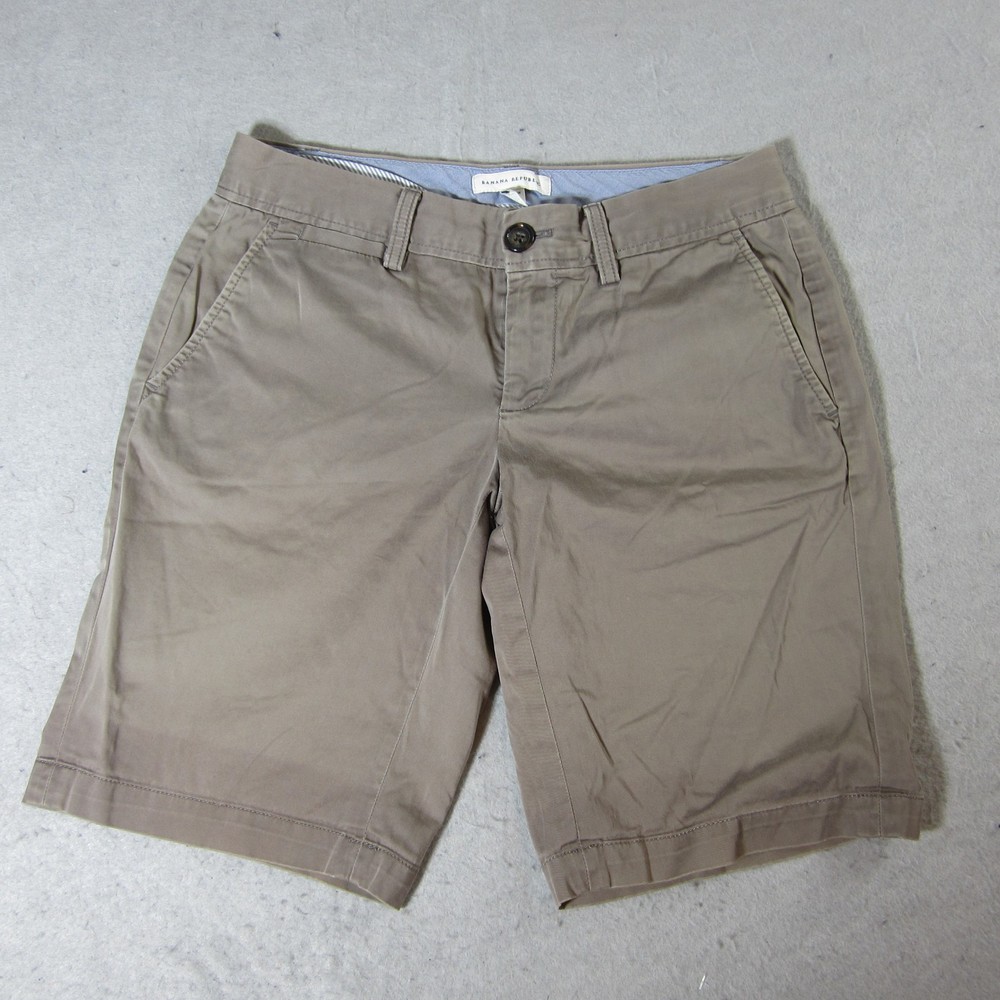 Banana Republic Stretch Chino Shorts Womens Sz 4 Brown 11