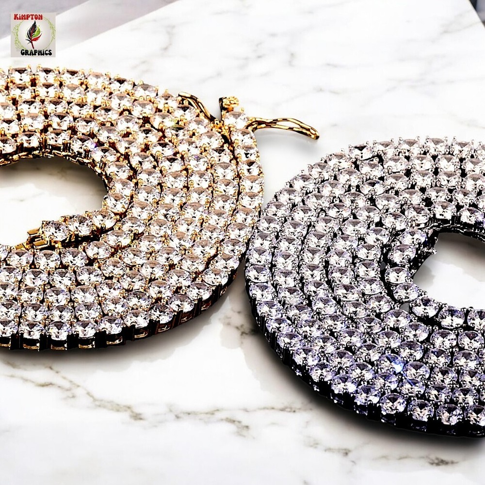 Zircon Tennis Chain in Gold Rose Gold or Silver 20-30 Inches 3-6mm Hip Hop Bling Necklace