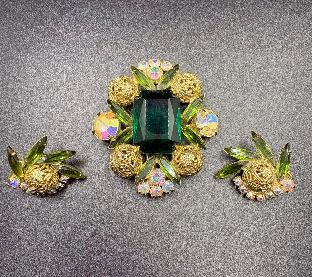 Vintage D&E Verified Juliana Brooch and Earring Set