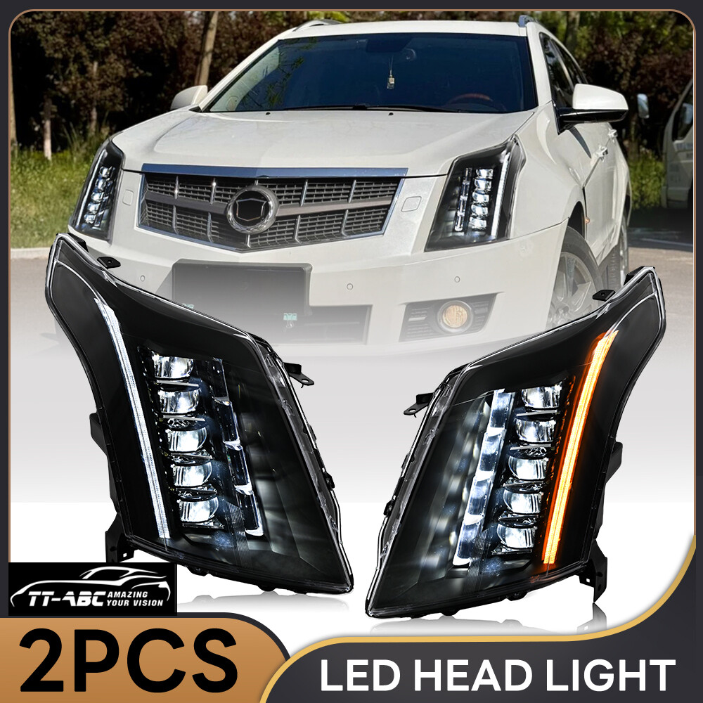 Pair Full LED Headlight Assembly For Cadillac SRX 2010-2016 Projector Front Lamp