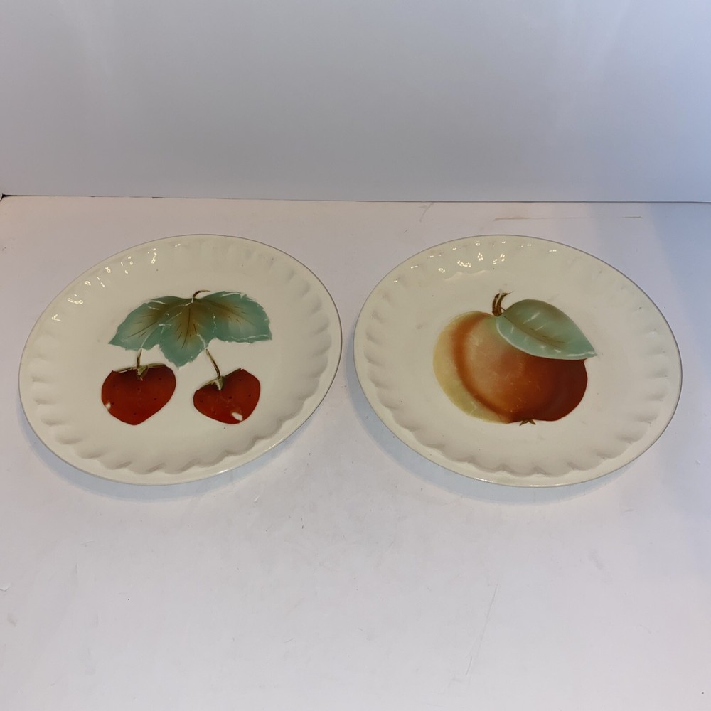 Ebeling Reuss Erphila Set of 2 Fruit Salad Plates Strawberry Cherry Peach 8.5