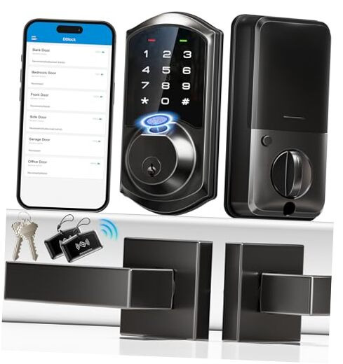 Smart Fingerprint Lock for Front Door with App Control and Dual Lever Handles