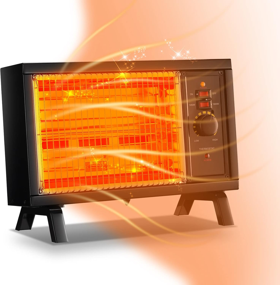 Portable Space Heater Electric Radiant Heater Fast Heating with Adjustable Therm