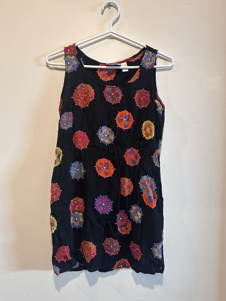 Chicos Womens Colorful Asian Paper Umbrella Sleeveless Shift Dress