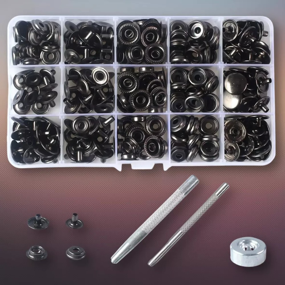 70-Piece 15mm Heavy Duty Metal Snap Fasteners Kit for Leather Crafting