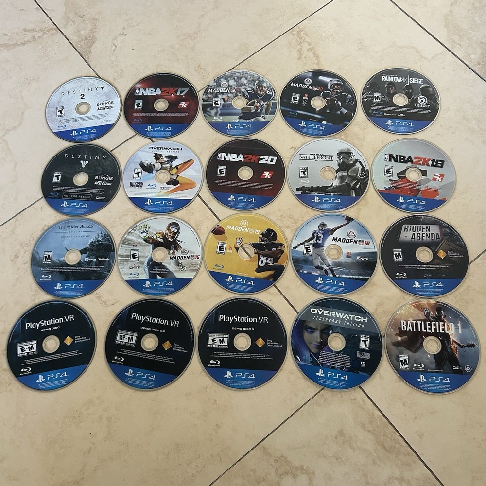 20x Video Game Lot: For PS4 ~ Disc Only No Duplicates Destiny Overwatch NFL Nba