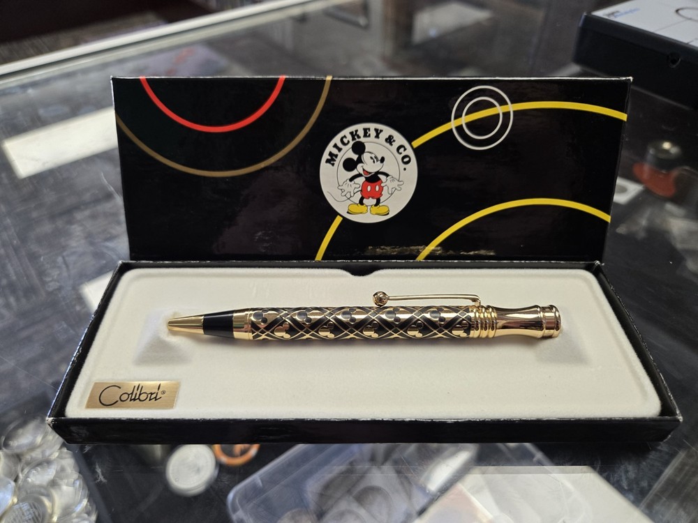NEW Vintage Colibri Walt Disney Mickey Mouse Ballpoint Pen, Black & Gold