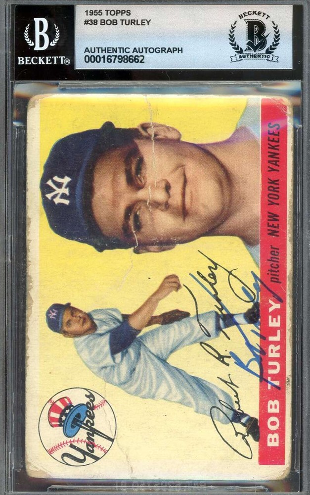 Bob Turley 1955 Topps Autograph Gem Mint 10 Beckett BAS Signed Card