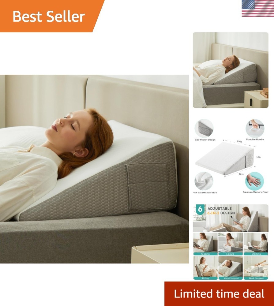 Adjustable Triangle Wedge Pillow for Acid Reflux Relief & Better Sleep - 24