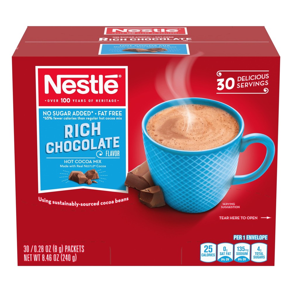 Nestle Hot Chocolate Packets Hot Cocoa Mix No Sugar Added and Fat Free Bulk P...