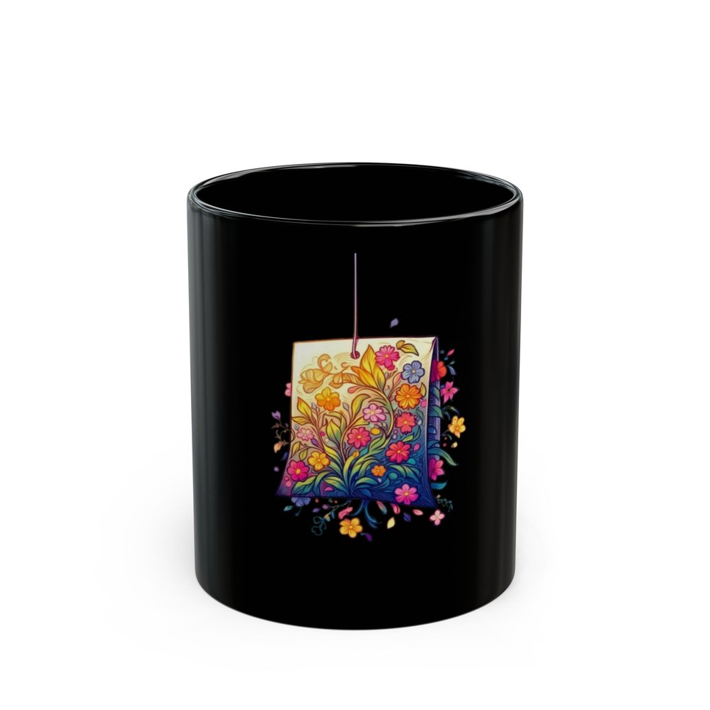 Colorful Floral Candle Black Mug - Perfect Gift, Home Decor, Coffee Lover,