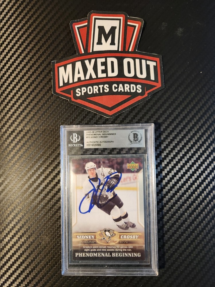 Sidney Crosby Signed 2005-06 Upper Deck Phenomenal Beginnings Card #15 BAS Slab