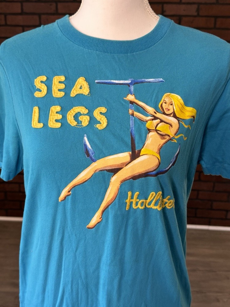 Vintage Hollister Co T Shirt “Sea Legs” Medium Flaws Read