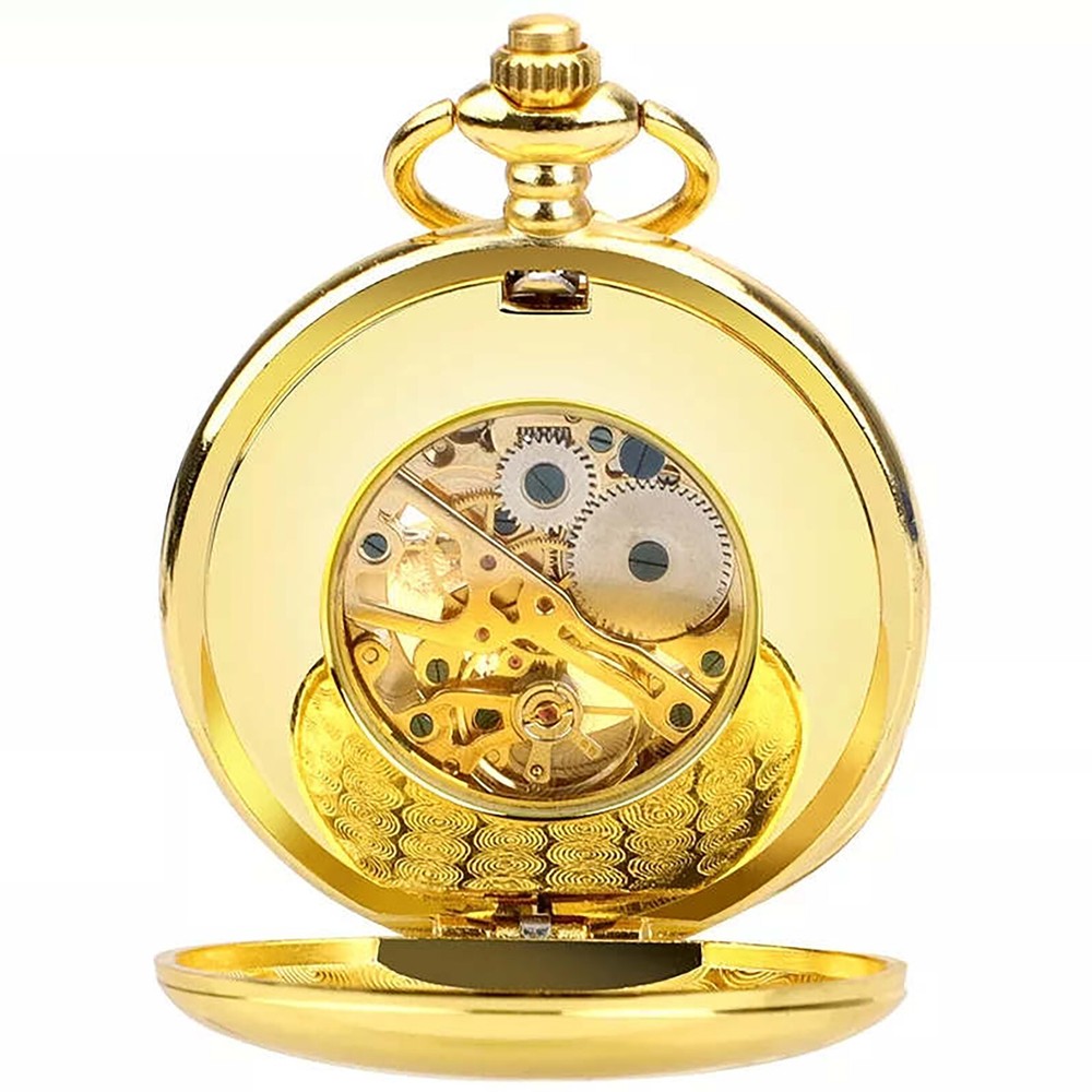 1Pc Vintage Men's Mechanical Pocket Watch with Hook Buckle Clasp & Round Dial