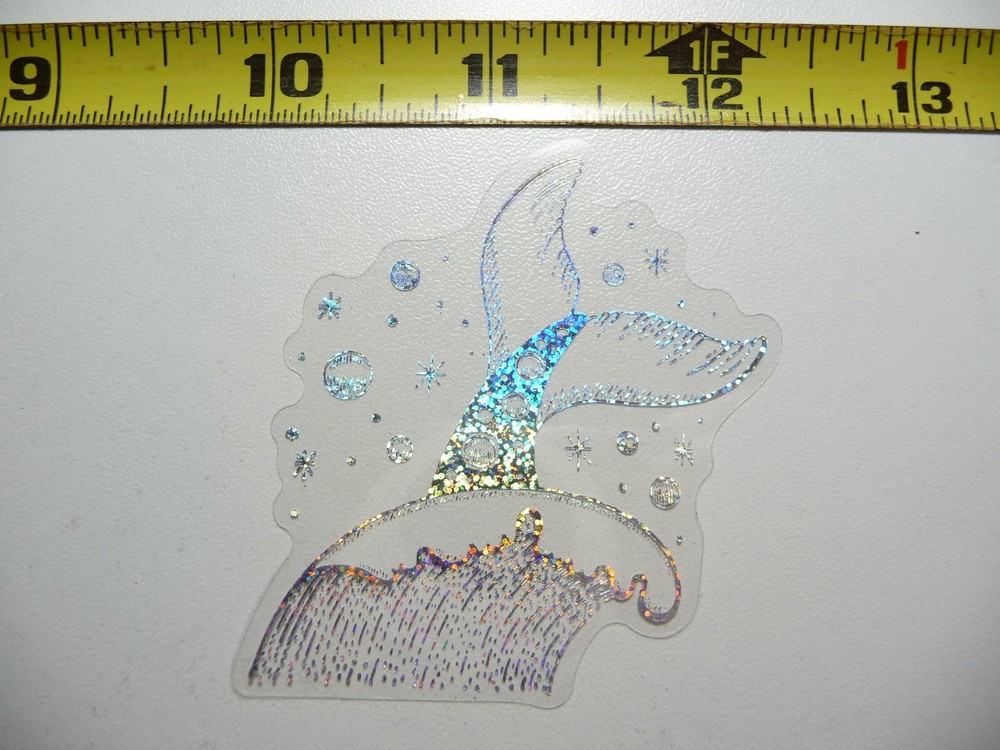 HOLOGRAPHIC WHALE TAIL WAVE STICKER DECAL OCEAN SEA LIFE SPARKLE