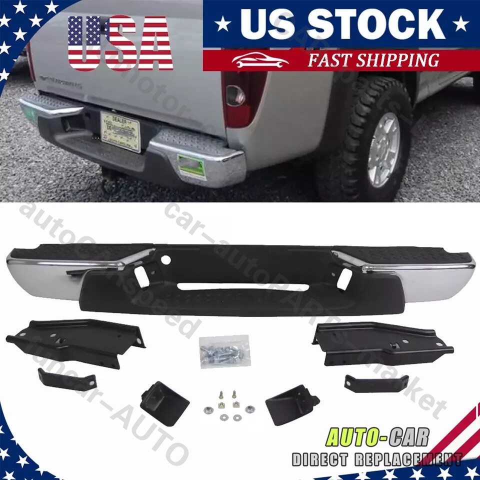 Complete Chrome Rear Steel Bumper For Fits 2004-2007 Chevy Colorado GMC Canyon