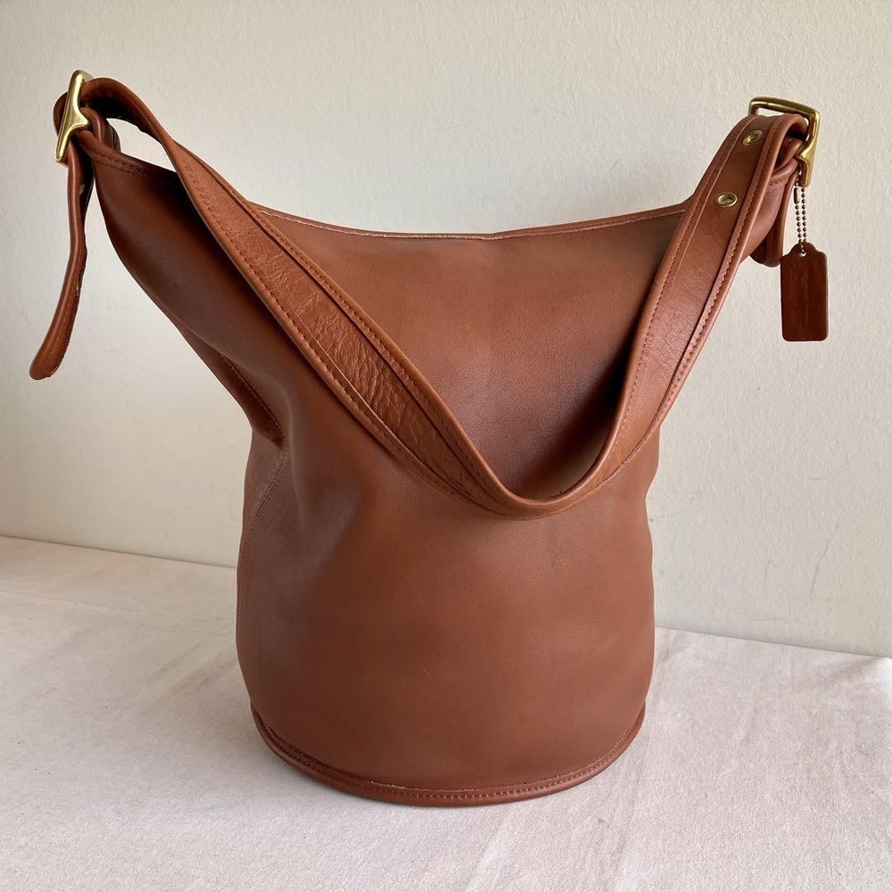 Vintage Coach XL Duffle Bucket Bag in British Tan Leather Near Mint Condition